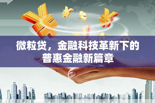市南微粒贷，金融科技革新下的普惠金融新篇章