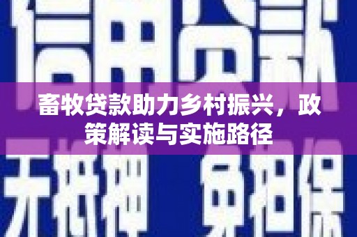 市南畜牧贷款助力乡村振兴，政策解读与实施路径