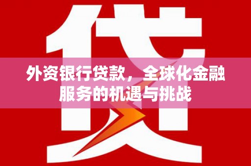 市南外资银行贷款，全球化金融服务的机遇与挑战